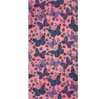 Tenda a rullo farfalle sfondo rosa - TenStickers