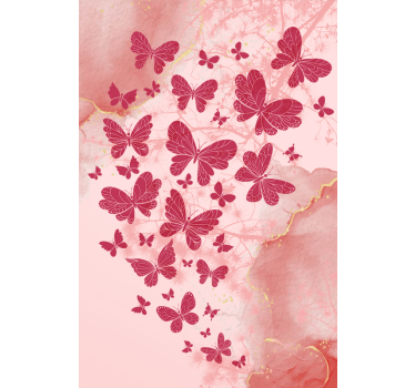 Tenda a rullo farfalle disposizione a forma di cuore rosa - TenStickers
