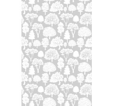 Tenda a rullo alberi sagome grigie e bianche - TenStickers