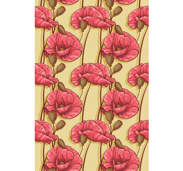 Tenda a rullo stile vintage papaveri rossi - TenStickers