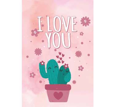 Tenda a rullo fiori e piante Adorabile cactus di san valentino - TenStickers