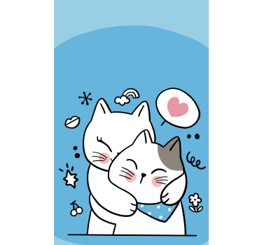 Tenda a rullo animali abbraccio di gatto carino - TenStickers