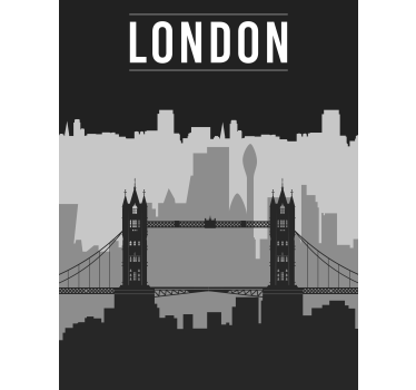 Tenda a rullo disegni Skyline di londra nero e grigio - TenStickers