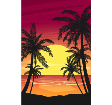 Tenda a rullo alberi scena del tramonto sulla palma - TenStickers