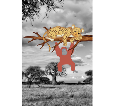 Tenda a rullo animali leopardo e orango - TenStickers