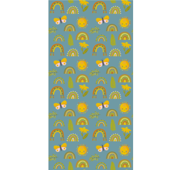 Tenda a rullo alberi disegno di arcobaleni soleggiati - TenStickers
