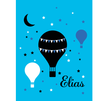 Tenda a rullo disegni Palloncini neri e blu con stelle e luna - TenStickers