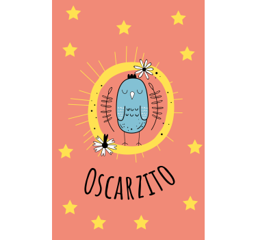 Tenda a rullo cameretta uccello blu con nome - TenStickers