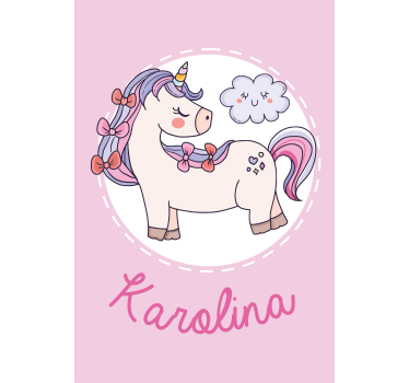 Tenda a rullo animali Unicorno rosa con nome - TenStickers