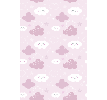 Tende a rullo di nuvole Sfondo rosa con felice bianco - TenStickers