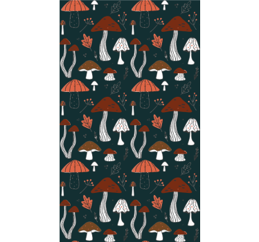 Tenda a rullo fiori e piante motivo a fungo - TenStickers