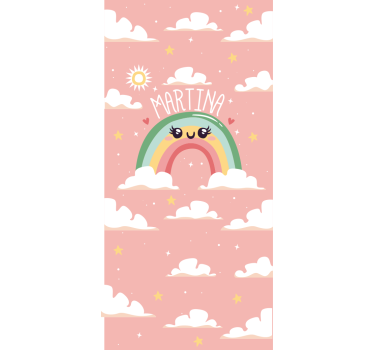 Tenda a rullo cameretta disegno arcobaleno rosa con nome - TenStickers