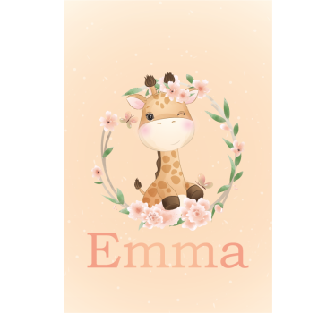 Tenda a rullo con giraffa e nome personalizzato - TenStickers