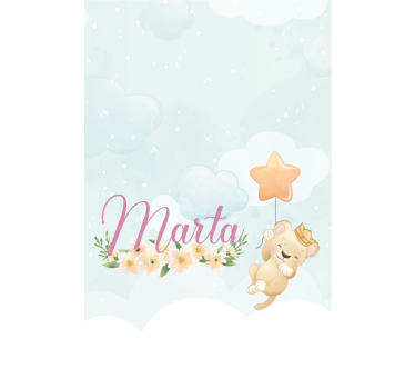 Tenda a rullo neonati bby leone con stella e nome - TenStickers