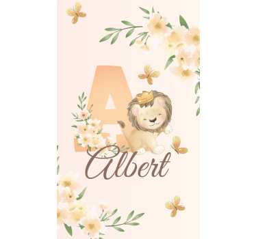 Tenda a rullo cameretta leone baby con nome e iniziale - TenStickers