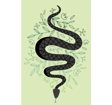 Tenda a rullo animali serpente con foglie - TenStickers