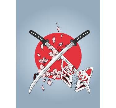 Tende a rullo stile originale Spade giapponesi con fiori - TenStickers