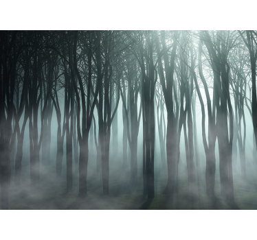 Tenda a rullo alberi sagoma di foresta nebbiosa - TenStickers