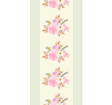 Tende a rullo originale con fiori e motivo a righe - TenStickers