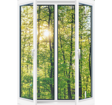 Tenda a rullo alberi verde illuminato dal sole - TenStickers