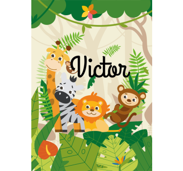 Tende a rullo Bambini gli animali della giungla personalizzati - TenStickers