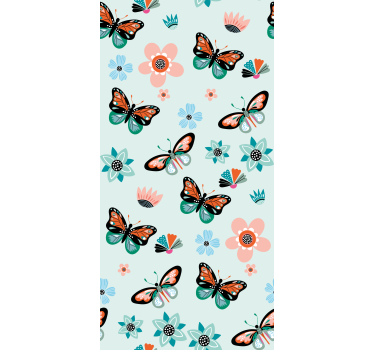 Tenda a rullo con fiori bambini farfalle - TenStickers
