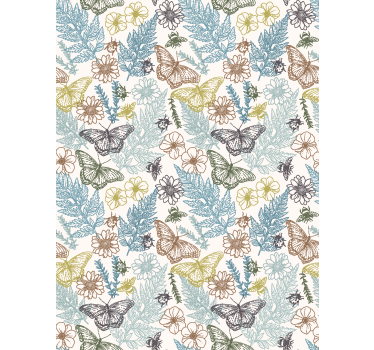 Tenda a rullo con fiori farfalle floreali - TenStickers