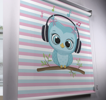 Tenda a rullo animali illustrazione del gufo musicale - TenStickers