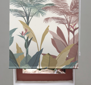 Tenda a rullo sala da pranzo Piante tropicali in terracotta - TenStickers