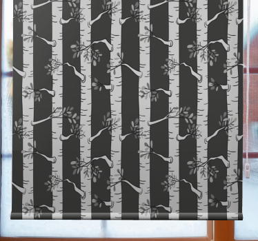 Tenda a rullo alberi betulla modello nero e grigio - TenStickers