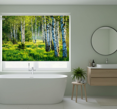 Tenda a rullo alberi bosco di betulle moderno - TenStickers