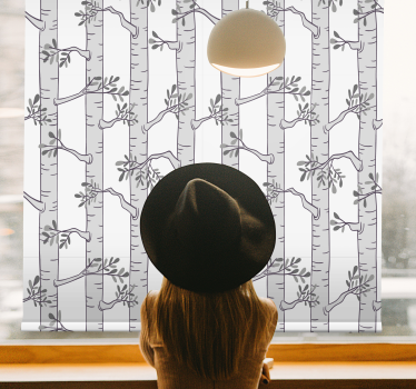 Tenda a rullo alberi modello grigio minimalista - TenStickers