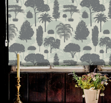 Tenda a rullo alberi motivo forestale in silhouette - TenStickers
