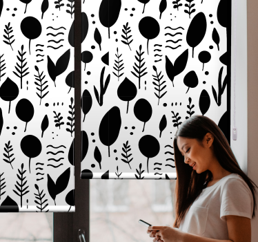 Tenda a rullo alberi motivo a silhouette botanica - TenStickers