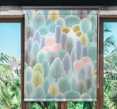 Tenda a rullo alberi motivo foresta pastello - TenStickers
