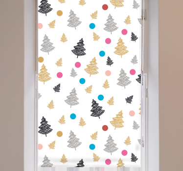 Tenda a rullo alberi pino astratto stilizzato - TenStickers