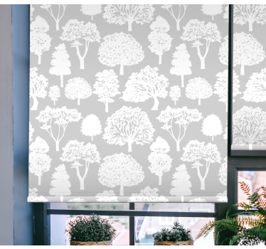 Tenda a rullo alberi sagome grigie e bianche - TenStickers