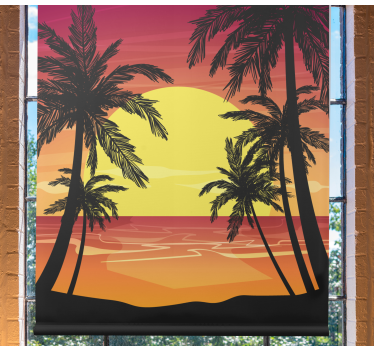 Tenda a rullo alberi scena del tramonto sulla palma - TenStickers