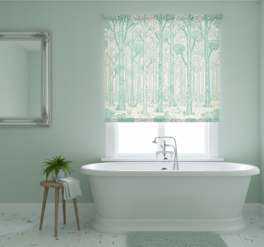 Tenda a rullo alberi schizzi boschivi menta - TenStickers