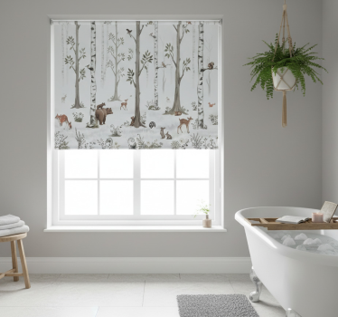 Tenda a rullo alberi schizzo boschivo giocoso - TenStickers