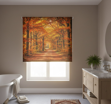 Tenda a rullo alberi sentiero autunnale - TenStickers
