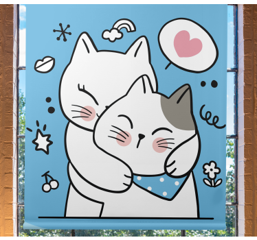 Tenda a rullo animali abbraccio di gatto carino - TenStickers