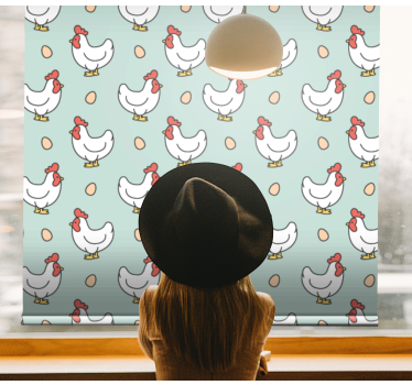Tenda a rullo animali polli bianchi e uova - TenStickers