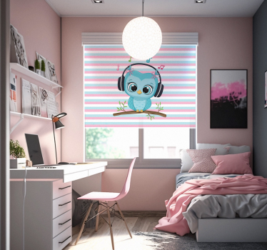 Tenda a rullo animali illustrazione del gufo musicale - TenStickers