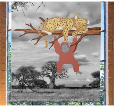 Tenda a rullo animali leopardo e orango - TenStickers