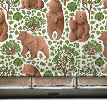 Tenda a rullo animali modello della foresta dell'orso - TenStickers
