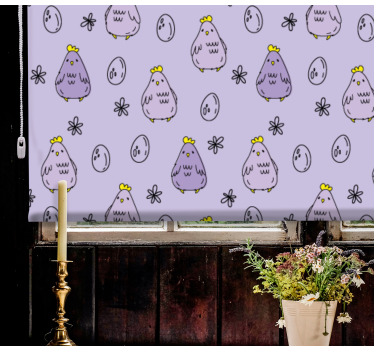 Tenda a rullo animali motivo a polli viola - TenStickers
