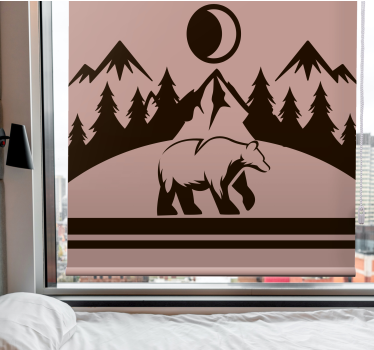 Tenda a rullo animali orso e montagne - TenStickers