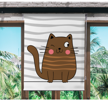 Tenda a rullo animali simpatico gatto dei cartoni animati - TenStickers