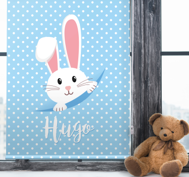 Tenda a rullo neonati coniglietto bianco con nome - TenStickers